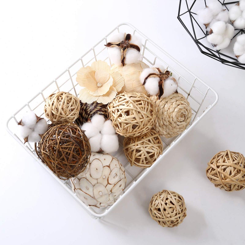 CIR OASES Decorative Balls Assorted Spherical Rattan Twigs Wicker Balls Cotton for Bowl and Vase Filler Balls Spheres Orbs Filler Centerpiece Home Decor - Image 5